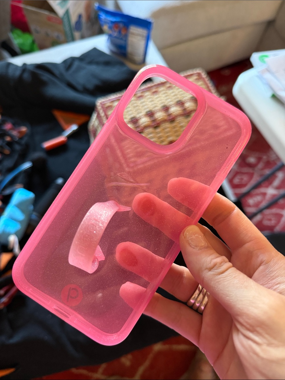 Loopy Case clear pink glitter iPhone 15 ProMax righty
